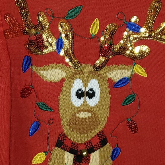 Karen Scott Sequined Reindeer Sweater, Created - Picture 2 of 4